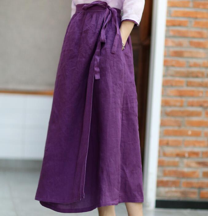 Purple Summer Casual linen loose fitting Women's Skirts  DZA2005106 VPPBUY shop