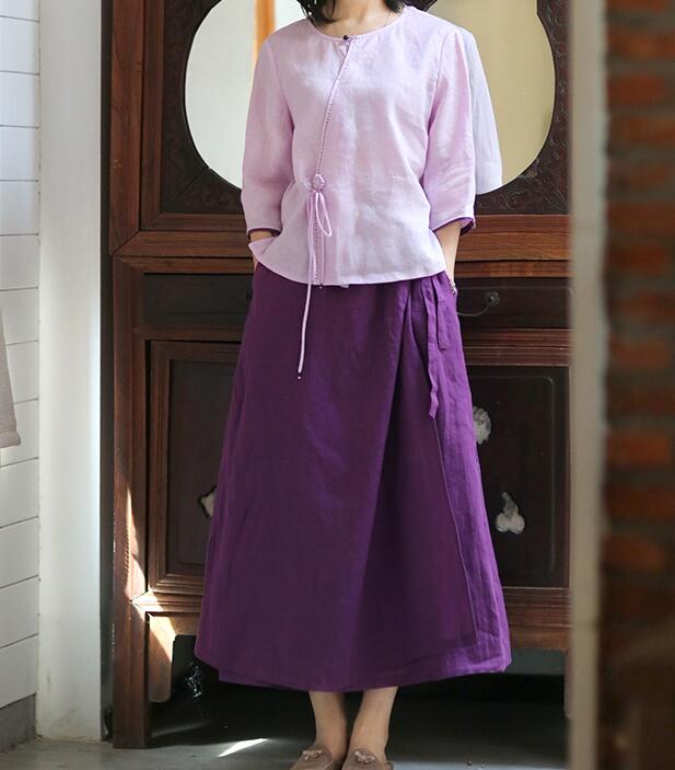 Purple Summer Casual linen loose fitting Women's Skirts  DZA2005106 VPPBUY shop