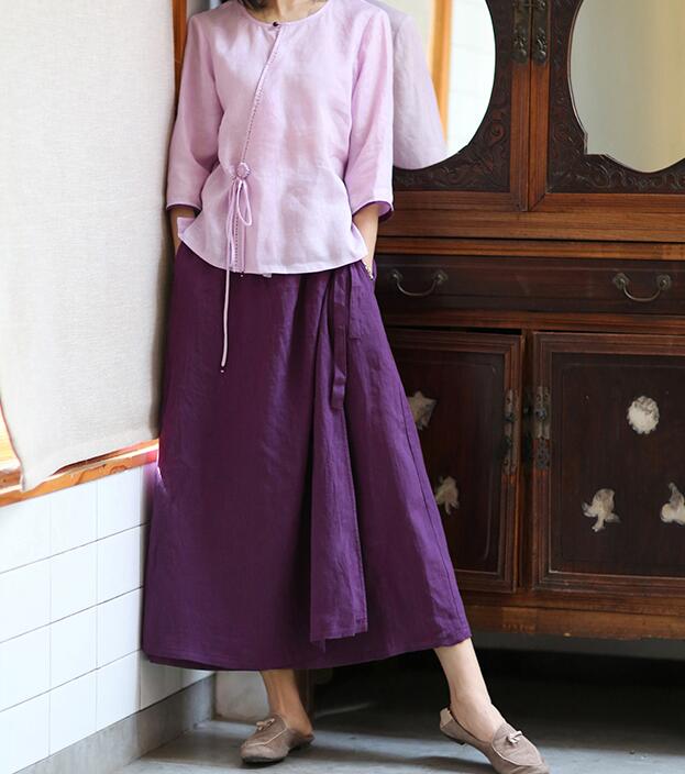 Purple Summer Casual linen loose fitting Women's Skirts  DZA2005106 VPPBUY shop