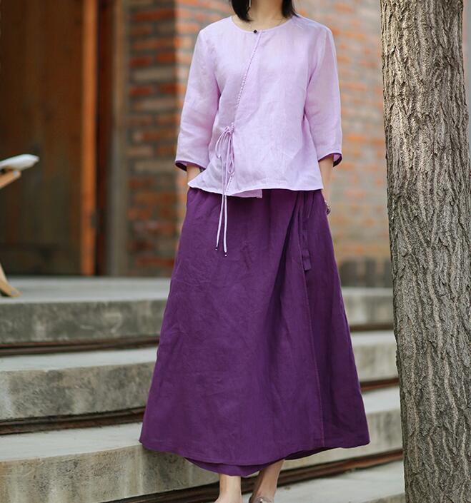 Purple Summer Casual linen loose fitting Women's Skirts  DZA2005106 VPPBUY shop