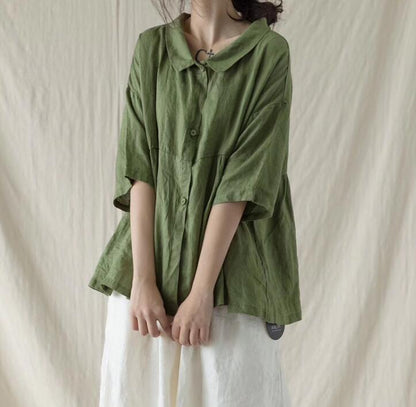 Women Linen Casual Summer Tops Women Blouse Loose Style Shirts H9505 VPPBUY shop