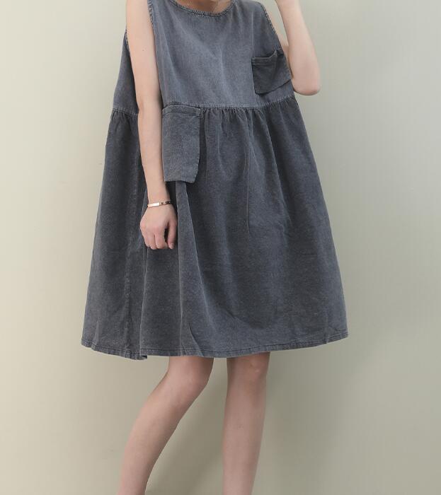 Summer Cotton Spring Women loose Shirts Dresses Sleeveless DZA05095 VPPBUY shop