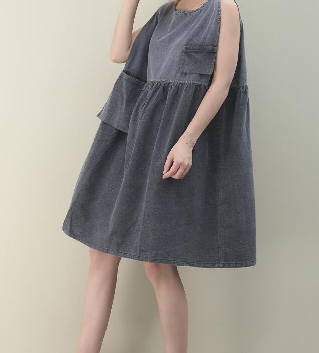 Summer Cotton Spring Women loose Shirts Dresses Sleeveless DZA05095 VPPBUY shop