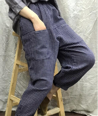 Checked Summer Loose Linen Wide Leg Women Casual Pants WG05131 VPPBUY shop