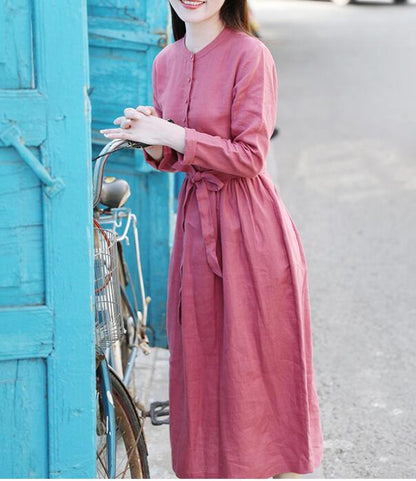 Red Women Dresses Casual Spring Linen Women Dresses SSM97215 VPPBUY shop