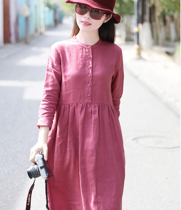 Red Women Dresses Casual Spring Linen Women Dresses SSM97215 VPPBUY shop