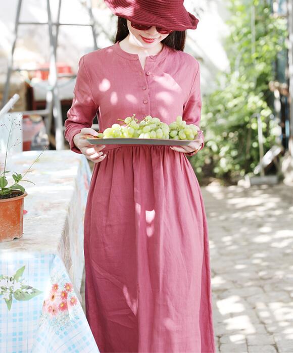 Red Women Dresses Casual Spring Linen Women Dresses SSM97215 VPPBUY shop