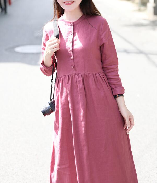 Red Women Dresses Casual Spring Linen Women Dresses SSM97215 VPPBUY shop