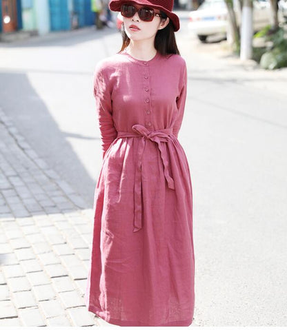 Red Women Dresses Casual Spring Linen Women Dresses SSM97215 VPPBUY shop