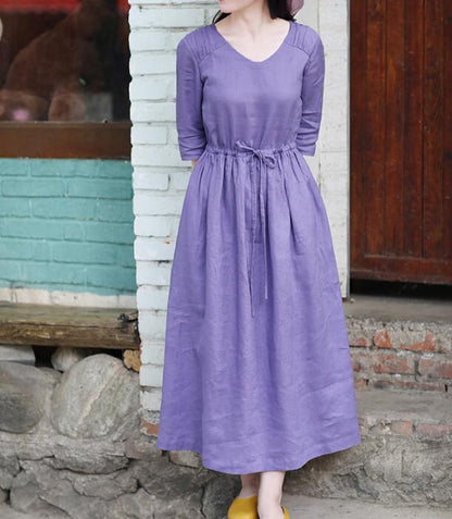 Purple Women Dresses Casual Spring Linen Women Dresses SSM97215 VPPBUY shop