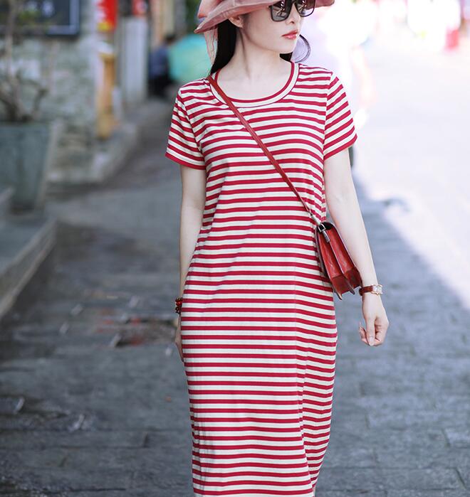 Striped Women Dresses Ramie Casual Spring Linen Women Dresses SSM97215 VPPBUY shop