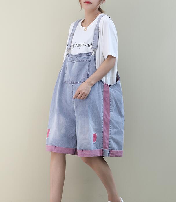 Denim Loose Casual Color Matching Summer Denim Overall Loose Women Jumpsuits QYCQ05165 VPPBUY shop