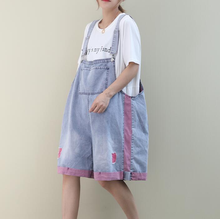 Denim Loose Casual Color Matching Summer Denim Overall Loose Women Jumpsuits QYCQ05165 VPPBUY shop