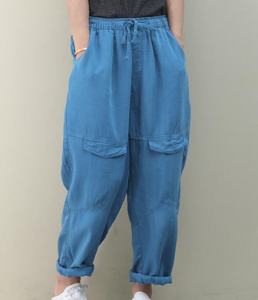 SilK Cotton Summer Loose Linen Wide Leg Women Casual Pants Elastic Waist WG05131 VPPBUY shop