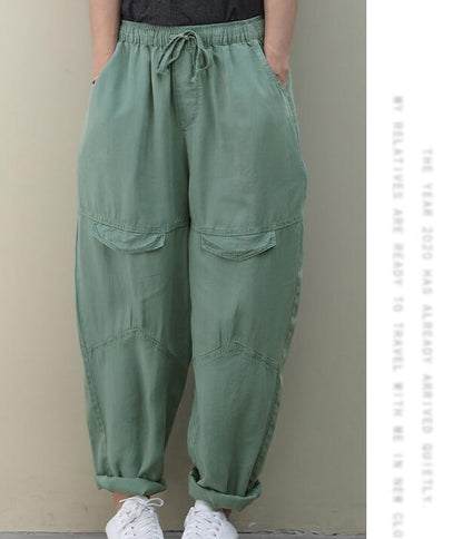 SilK Cotton Summer Loose Linen Wide Leg Women Casual Pants Elastic Waist WG05131 VPPBUY shop