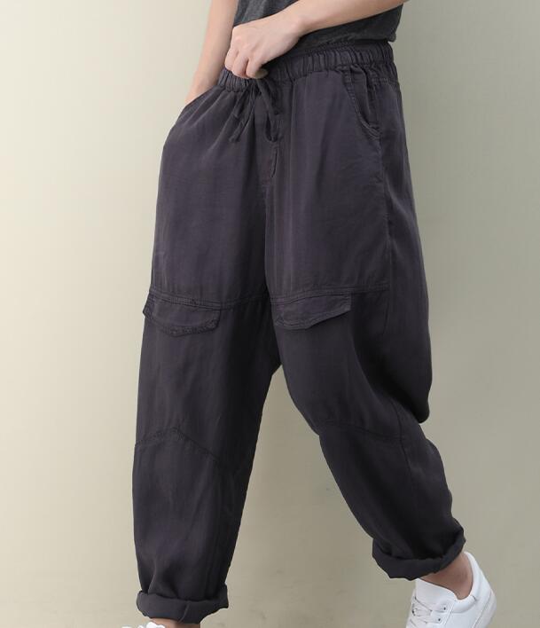 SilK Cotton Summer Loose Linen Wide Leg Women Casual Pants Elastic Waist WG05131 VPPBUY shop