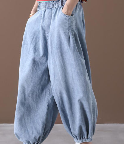 Denim Summer Loose Linen Wide Leg Women Casual Pants Elastic Waist WG05131 VPPBUY shop