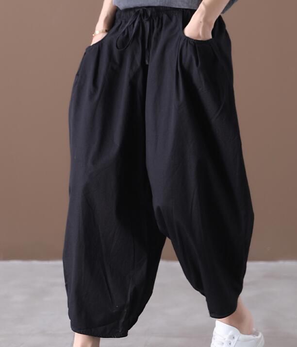 Denim Summer Loose Linen Wide Leg Women Casual Pants Elastic Waist WG05131 VPPBUY shop