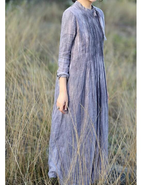 Pleated Women Dresses Ramie Casual Spring Linen Women Dresses SSM97215 VPPBUY shop