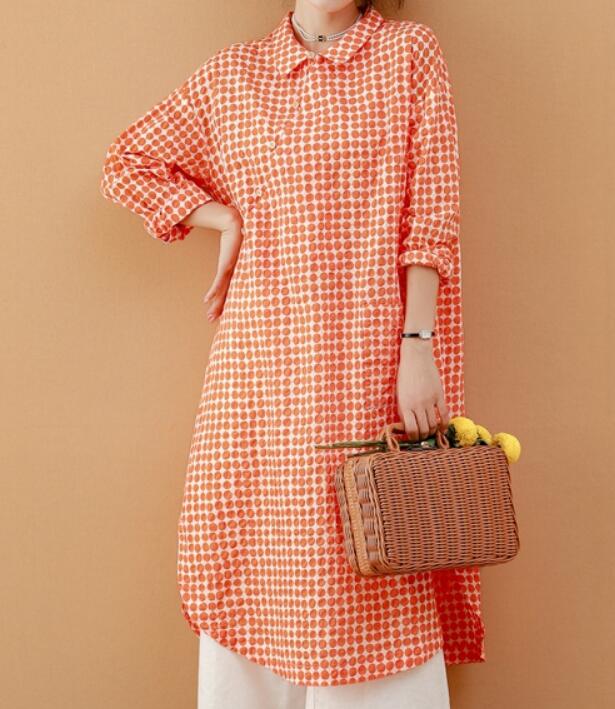 Red Checked Women Dresses Ramie Casual Spring Linen Women Dresses MN97215 VPPBUY shop