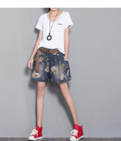 Floral Loose Denim Cotton Pants Summer Women Shorts VPPBUY shop