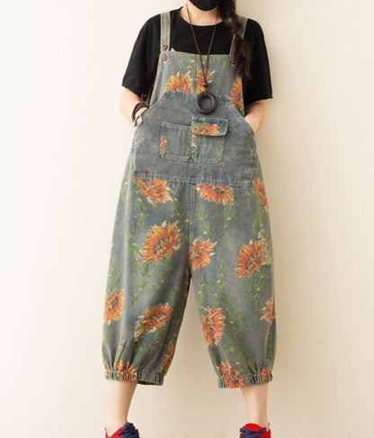 Floral Denim Loose Casual Summer Denim Overall Loose Women Jumpsuits QYCQ05165 VPPBUY shop