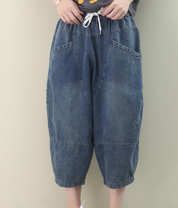 Denim Summer Loose Linen Wide Leg Women Casual Pants Elastic Waist WG05131 VPPBUY shop