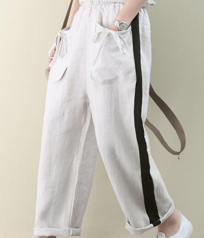 Summer Loose Linen Wide Leg Women Casual Pants Elastic Waist WG05131 VPPBUY shop