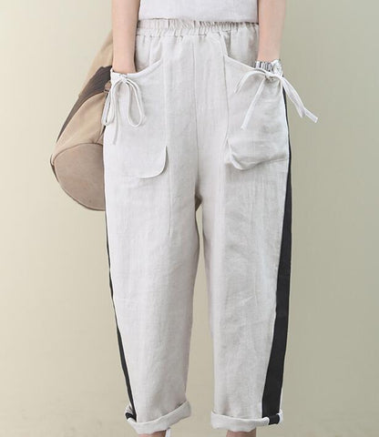 Summer Loose Linen Wide Leg Women Casual Pants Elastic Waist WG05131 VPPBUY shop