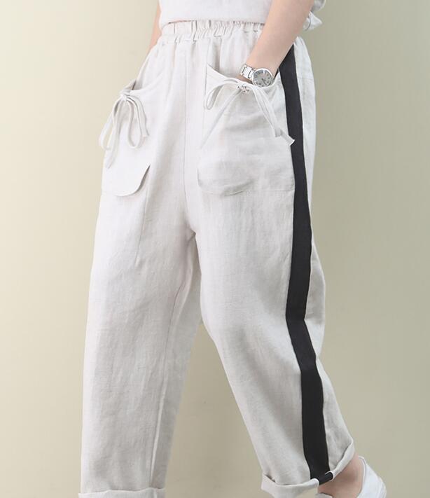 Summer Loose Linen Wide Leg Women Casual Pants Elastic Waist WG05131 VPPBUY shop