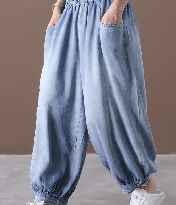 Thin Denim Summer Loose Wide Leg Women Casual Pants Elastic Waist WG05131 VPPBUY shop