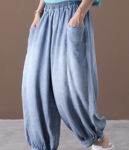 Thin Denim Summer Loose Wide Leg Women Casual Pants Elastic Waist WG05131 VPPBUY shop