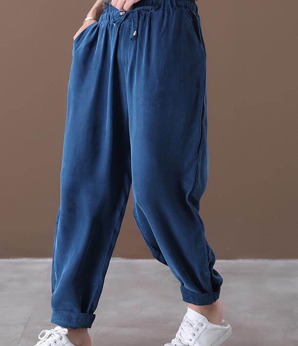 Silk cotton Thin Denim Summer Loose Wide Leg Women Casual Pants Elastic Waist WG05131 VPPBUY shop