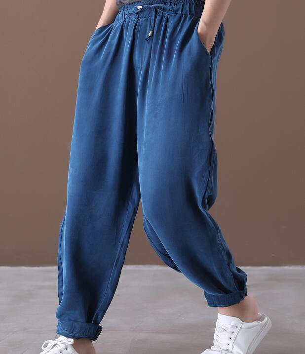 Silk cotton Thin Denim Summer Loose Wide Leg Women Casual Pants Elastic Waist WG05131 VPPBUY shop