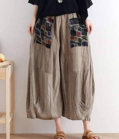 Wrinkled Loose large tie dye pleats Linen Wide Leg Women Casual Pants AMT05131 VPPBUY shop