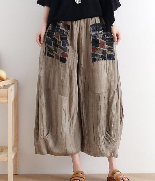 Wrinkled Loose large tie dye pleats Linen Wide Leg Women Casual Pants AMT05131 VPPBUY shop