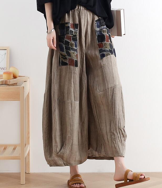 Wrinkled Loose large tie dye pleats Linen Wide Leg Women Casual Pants AMT05131 VPPBUY shop