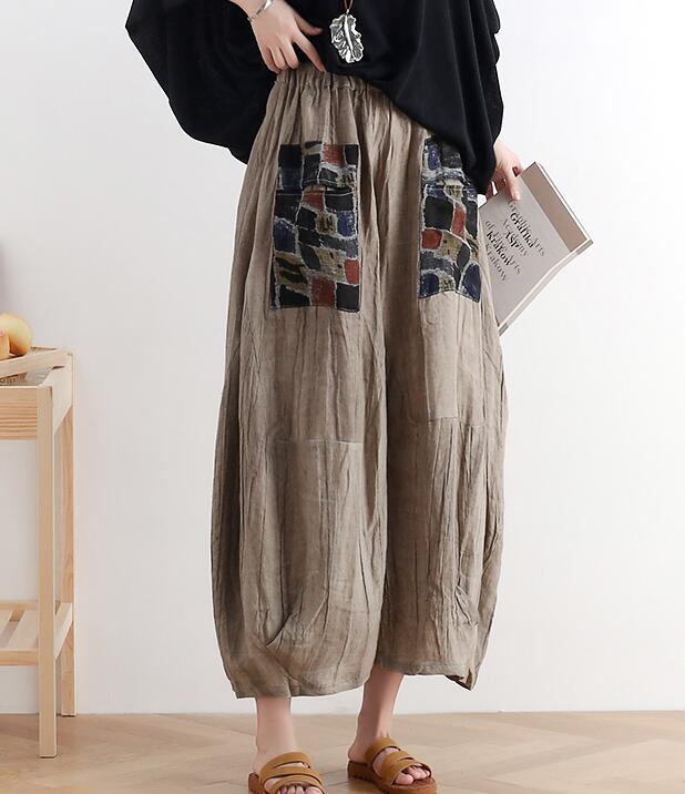 Wrinkled Loose large tie dye pleats Linen Wide Leg Women Casual Pants AMT05131 VPPBUY shop