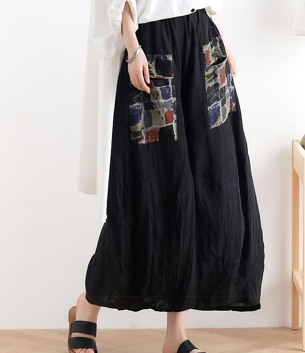 Loose large harem Linen Wide Leg Applique Women Casual Pants AMT05131 VPPBUY shop