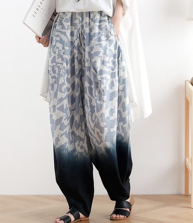 Loose large harem Linen Wide Leg Applique Women Casual Pants AMT05131 VPPBUY shop