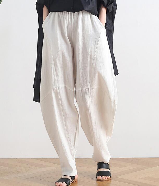 Loose large harem Linen Wide Leg Applique Women Casual Pants AMT05131 VPPBUY shop