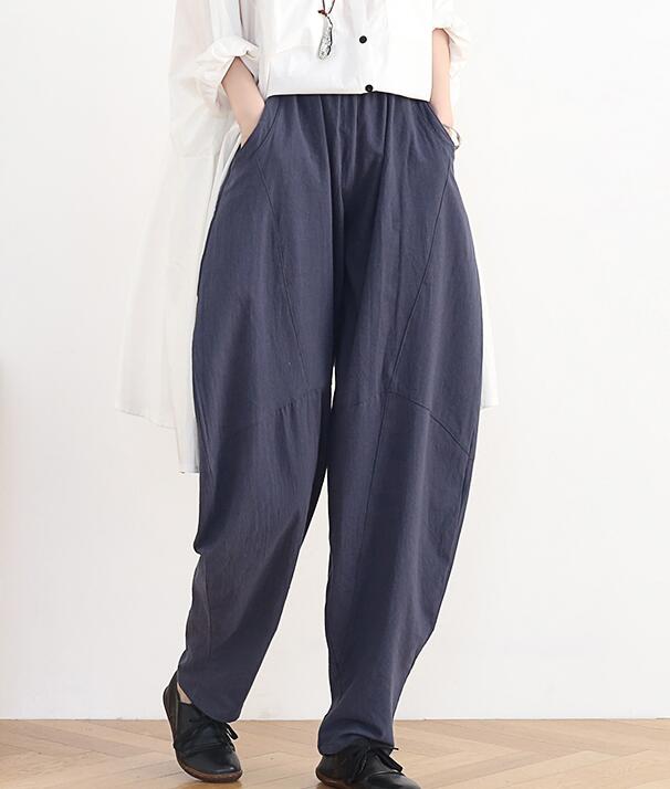 Loose large harem Linen Wide Leg Applique Women Casual Pants AMT05131 VPPBUY shop