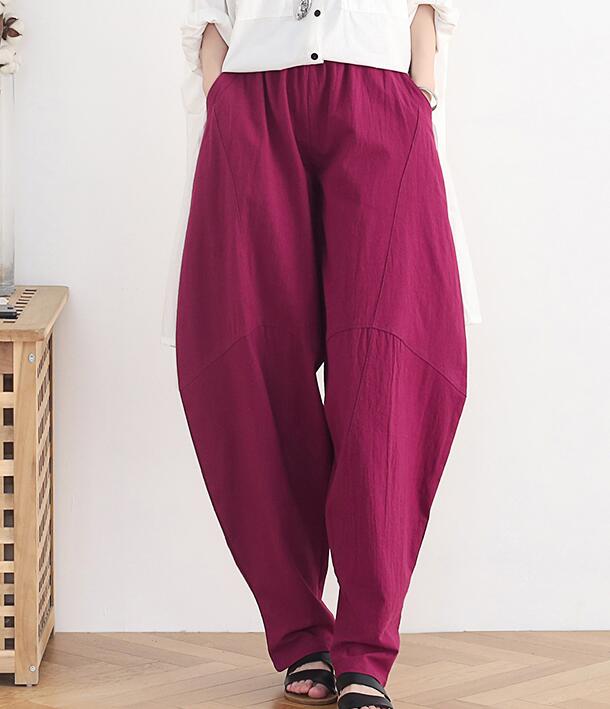 Loose large harem Linen Wide Leg Applique Women Casual Pants AMT05131 VPPBUY shop