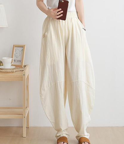 Loose large harem Linen Wide Leg Applique Women Casual Pants AMT05131 VPPBUY shop