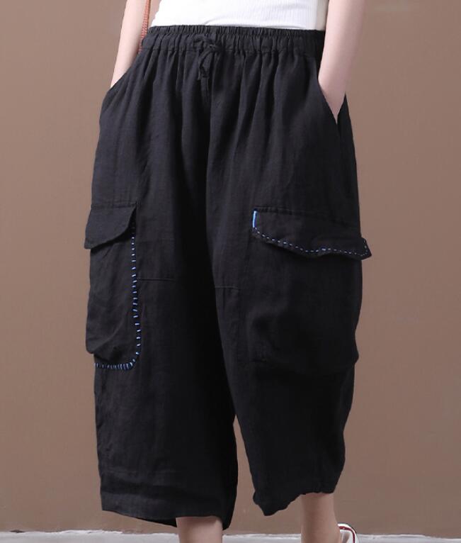 Linen Summer Loose Linen Wide Leg Women Casual Pants Elastic Waist WG05131 VPPBUY shop