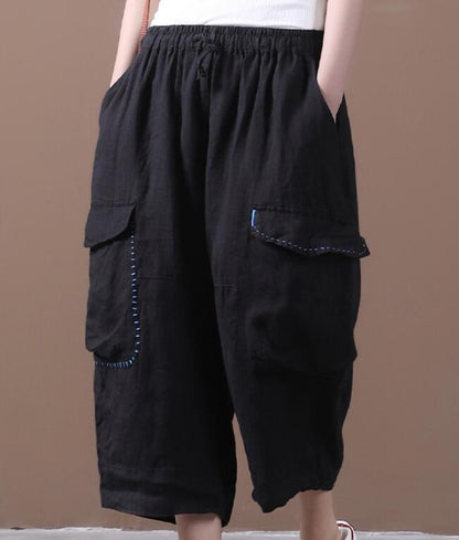 Linen Summer Loose Linen Wide Leg Women Casual Pants Elastic Waist WG05131 VPPBUY shop