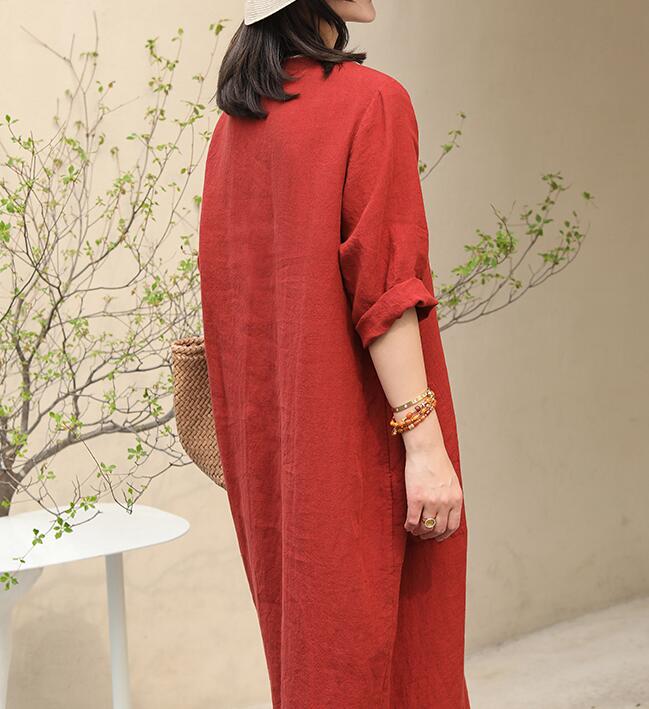 V Neck Summer Women Linen Dresses Washed Soft Linen Summer Dresses Short Sleeve Women Dresses 97292 VPPBUY shop