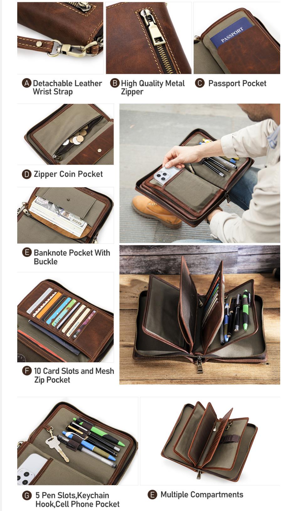 Men's Wallet Leather Purse Leather Hand Bag Clutch Bag Card Package Storage Bag For Gift VPPBUY shop