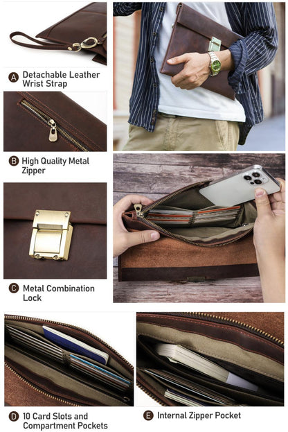 Men's Leather Hand Bag Clutch Bag Wallet Leather Purse Card Package Storage Bag For Gift VPPBUY shop