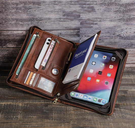 Men's Leather Portfolio iPad Pro 11 Padfolio, Tablet Case, Document Folder Pad Card Pockets, Personalized Leather Portfolio Notepad Holder, Tablet Case Padfolio Binder, Business Briefcase,  Gift VPPBUY shop